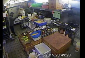 温哥华警方公布中餐馆遭持枪抢劫录像