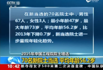 中国工程院新增70名院士 最小年龄47岁