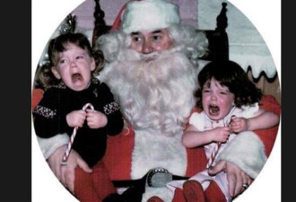 令人啼笑皆非 看圣诞老人吓哭孩子照片