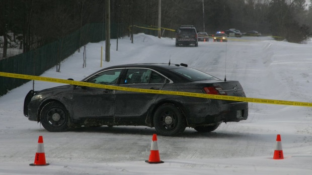 Police set up a perimeter around the Tudor-style mansion in Almonte, Ont., where town councillor Bernard Cameron was found dead and two others were found with life-threatening injuries on Thursday morning.