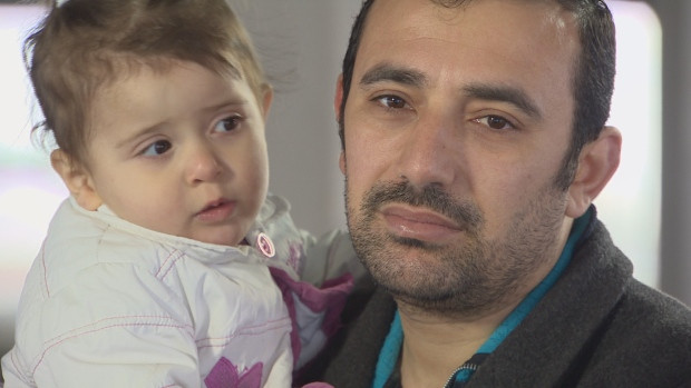 Amer Mejarmish, 33, pictured with daughter Mayar.