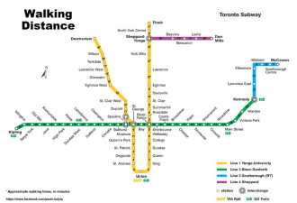 TTC 最新公布的Walking distance地图