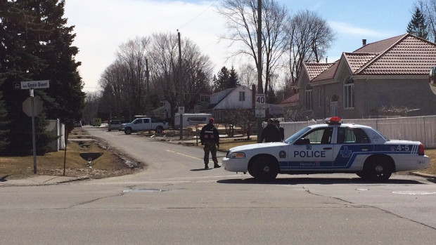 Police have cordoned off an area around Gouin Boulevard West and Hortie Street in Pierrefonds.