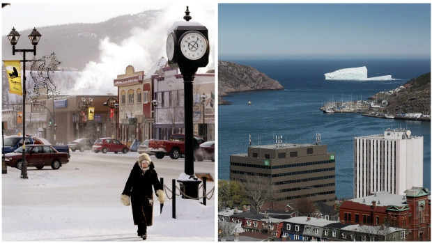 Considering government debt on a per capita basis, residents of Whitehorse, left, are the least indebted of the 25 citizens surveyed by CBC News, with a figure of $23,165 per person for all three levels of government. St. John's residents have a total per capita debt level of $47,417 for all three governments. 