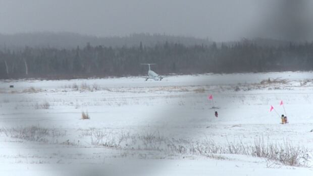 An Air Canada Express Beechcraft 1900 remained on the runway at Gander International Airport in Newfoundland and Labrador on Thursday morning. The plane crash landed Wednesday night.