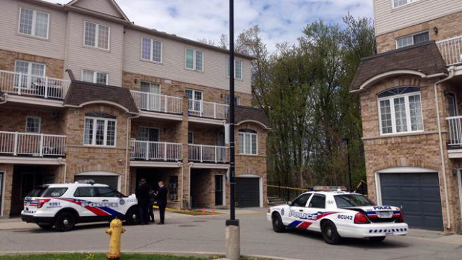 Toronto police investigate after the mother of a teen says her daughter was taken from their home in the McLevin Avenue near Tapscott Road area on May 16, 2016. CITYNEWS/Daniel Frechette.