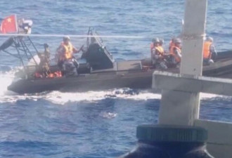 中国海军动手 越船偷拍华阳岛被驱赶
