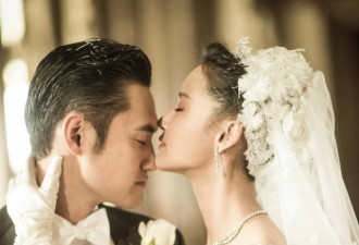 袁弘甜蜜亲吻张歆艺 新娘白婚纱高贵典雅