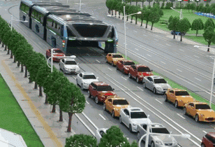 中国“立体巴士”惊艳世界 载千人不占车道