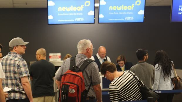 NewLeaf's first flight, out of Hamilton, departed Monday morning for Winnipeg, where the discount airline is based.