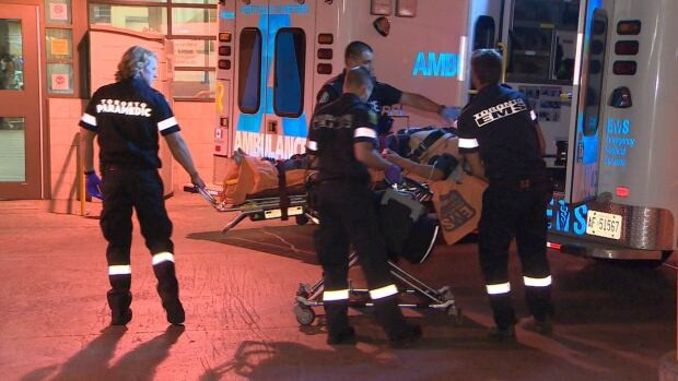 Toronto paramedics say the two victims were found suffering from gunshot wounds about a block apart from each other near King and Dufferin