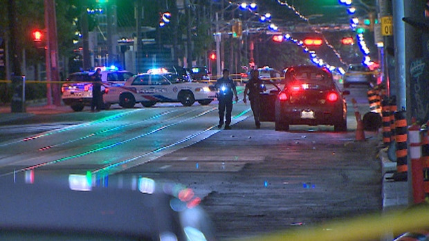 Police responded to a shooting on Bathurst Street between Dundas Street West and College early Monday. 