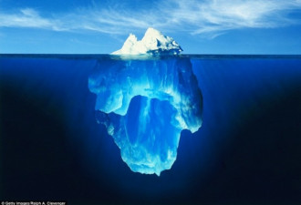壮观冰山美图：消融冰体倒映于晶莹海面上