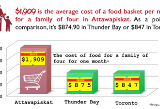 安省北部食品开支每月近2千元  多伦多该庆幸吗
