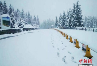 新疆天池飘落第一场雪 景色犹如水墨画