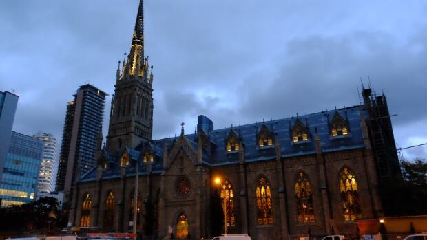 St. Michael's Cathedral, now called St. Michael's Cathedral Basilica, is ready for its reopening early on the morning of Sept. 29.