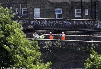 英国的三名艺术家铁轨上涂鸦，结果不慎...