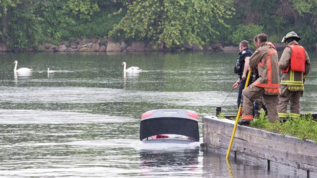 Car into lake