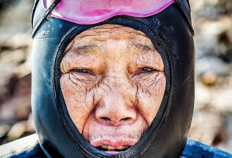 最后一代韩国海女:年逾70无氧下海20米采鲍鱼