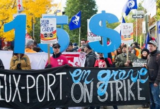 蒙特利尔居民游行 也要求最低时薪上涨