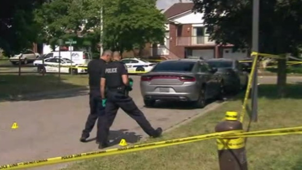 Peel police investigate a shooting in the area of Pluto Drive and Simmons Boulevard Monday July 2, 2018. 