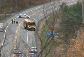 汽车撞上满载学生校车 女司机当场死亡