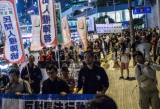 香港民阵游行抗议人大常委会 可能释法