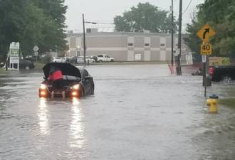 渥太华洪水 大雨导致道路被雨水覆盖