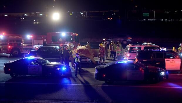A 27-year-old Milton man is dead and fourteen others have been taken to hospital after a serious multi-vehicle crash in Mississauga on Sunday evening, Ontario Provincial Police say.