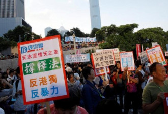 香港数万人集会“反港独 撑释法” 支持北京