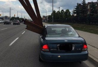 多伦多地区竟然有车这样拉木条，被罚160刀！