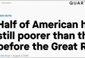 美联储：半数美国家庭比金融危机前更穷