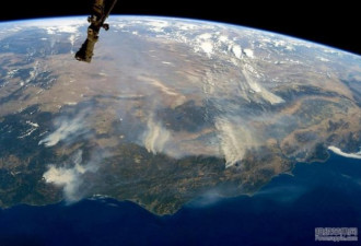 美国加州野火肆虐太空清晰可见