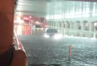 暴雨突袭多伦多 大街成奔涌的大河交通全瘫痪