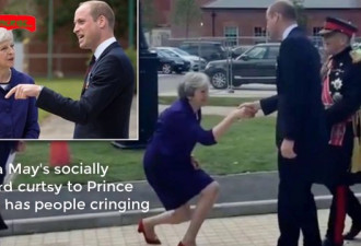 英国首相向王子行屈膝礼差点受伤 引英媒吐槽