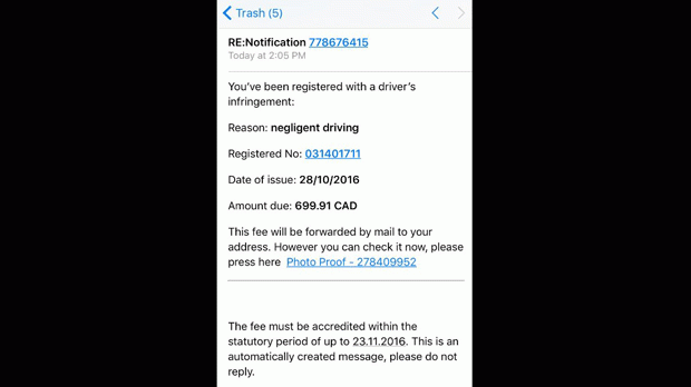 Traffic ticket scam