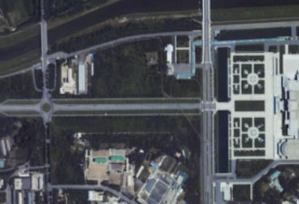 从太空俯瞰朝鲜平壤:路上几乎没有任何车辆
