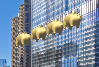 芝加哥：特朗普大厦被金色飞猪“攻陷”了！