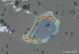 美智库卫星照片：中国南沙七岛礁现防空设施