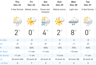 今天冬至气温升至1C 今晚明天多伦多再迎降雪