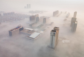 连云港现大面积平流雾 如梦如幻 似海市蜃楼