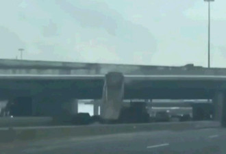 翻斗卡车撞上天桥 401高速关闭后已重开