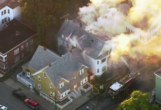 天然气引39起火灾 波士顿北郊至少4人受伤