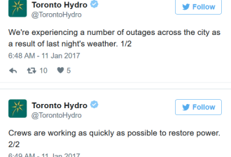强风雨雪令安省6万用户停电 工人仍在抢修