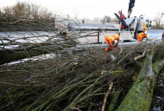 法国强风暴致1死33万户断电 列车被困1夜