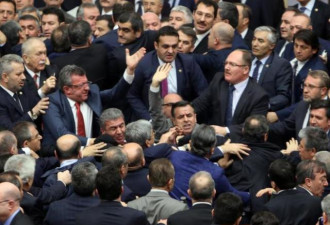 土耳其议会全武行 议员大打出手 场面混乱