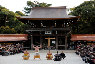 日本新年相扑表演 选手霸气外露 原始古朴