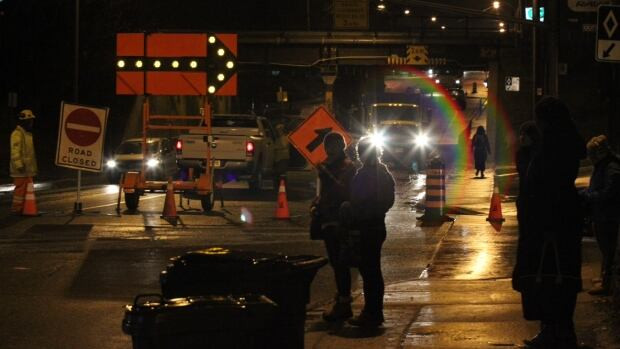 City crews divert northbound traffic on Royal York Road at Judson Street as they deal with a broken water main.
