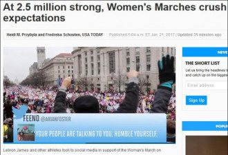 200万人参加反特朗普游行：麦当娜、赫敏现身