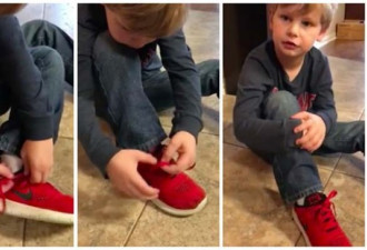 一个5岁男孩系鞋带的视频火了 1千万人已看！